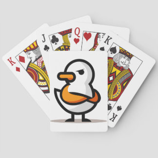 Mopperende Eend Minimalistische Cartoon Mascotte Pokerkaarten