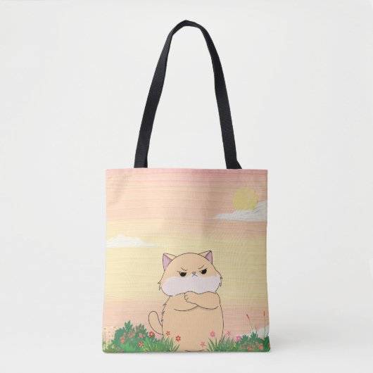 Mopperige Cute Kat Boodschappentas Tote Bag (Voorkant)