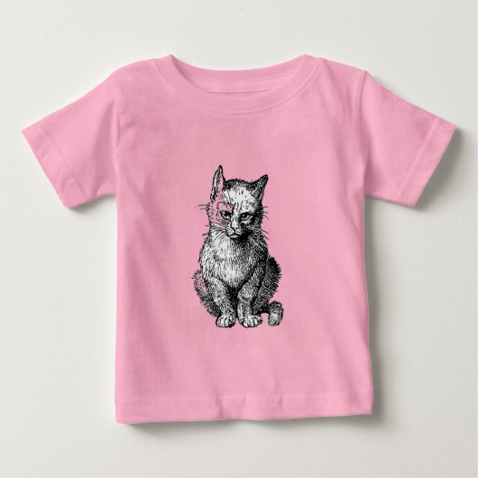 Mopperige Cute kat dier baby shirt (Voorkant)