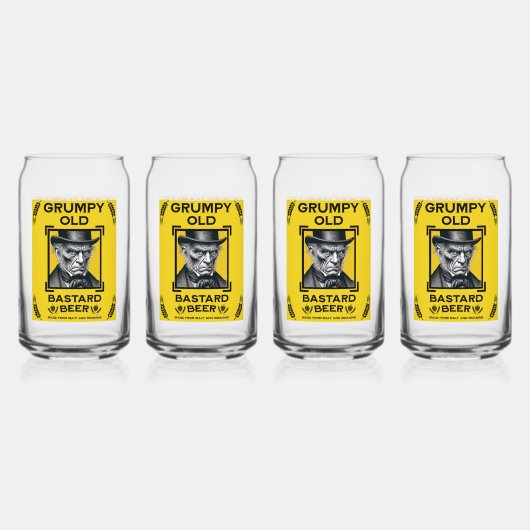 Mopperige Oude Smeerlap Bier Blikvorm Glas (Voorkant)