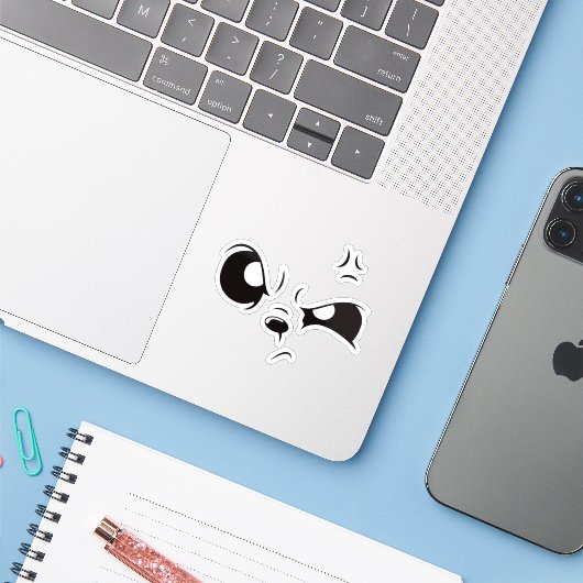 Mopperige Panda Gezicht Minimalistische Vinyl Lapt Sticker (Laptop met iPhone)