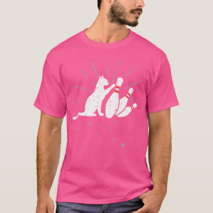 Mopperige Steegkat Kantelende Pins Grappige Bowlin T-shirt