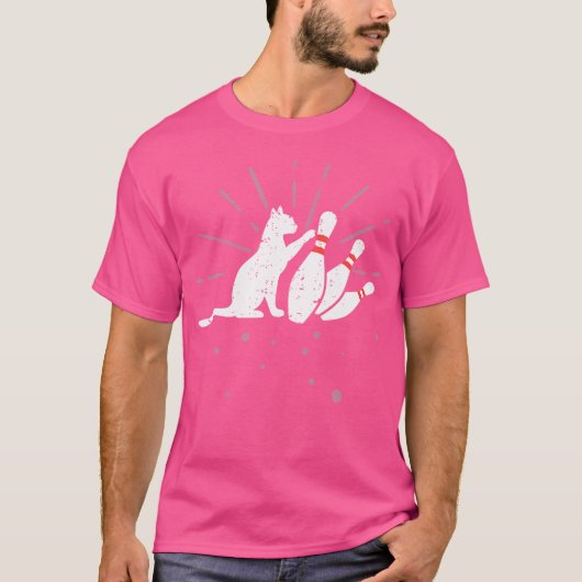 Mopperige Steegkat Kantelende Pins Grappige Bowlin T-shirt (Voorkant)