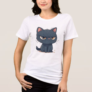 Mopperige Zwarte Kat Emoji Tri-Blend Shirt