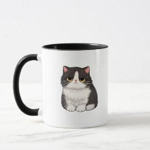 Mopperige Zwarte & Witte Kattenmok Mok