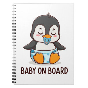 Moppertje Cartoon Pinguïn "Baby in de auto" Autode Notitieboek