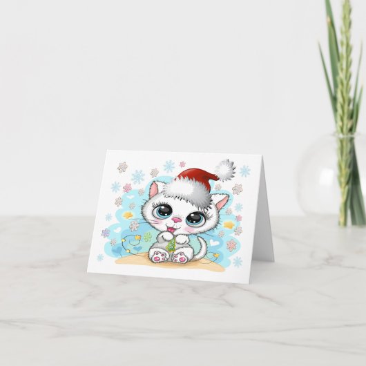 Moppie poes Kattig kerstfeest Kaart (Voorkant)