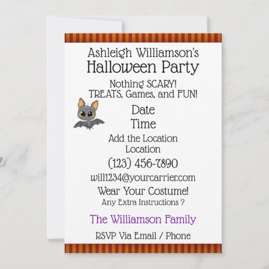 Moppie poes LEUKE Halloweenfeestje Kaart (Achterkant)