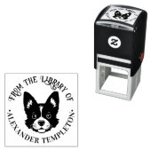 Moppig Hondengezicht “Uit de bibliotheek van” Boek Zelfinktende Stempel (In situ)