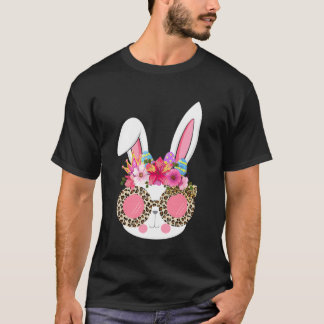 Moppig Konijn Gezicht Met Luipaard Bril Pasen Dag T-shirt