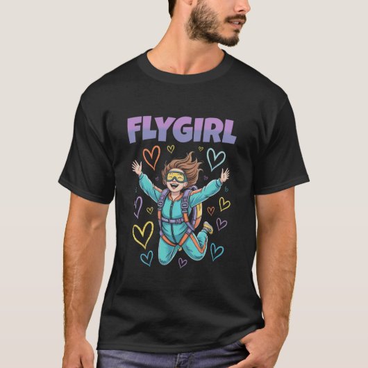 Moppig Meisje Dat Parachutespringen Doet Springt G T-shirt (Voorkant)