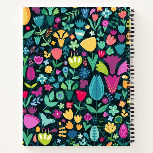 Moppige Bloemendinosaurus Silhouet Meisjes Notitieboek (Achterkant)