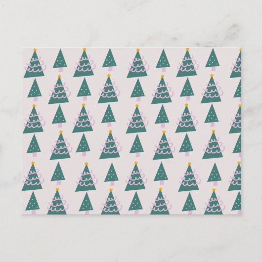 Moppige Bomen Doodles Roze Groen Briefkaart (Voorkant)