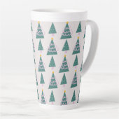 Moppige Bomen Doodles Roze Groen Latte Mok (Rechterhoek)