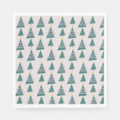 Moppige Bomen Doodles Roze Groen Servet (Voorkant)