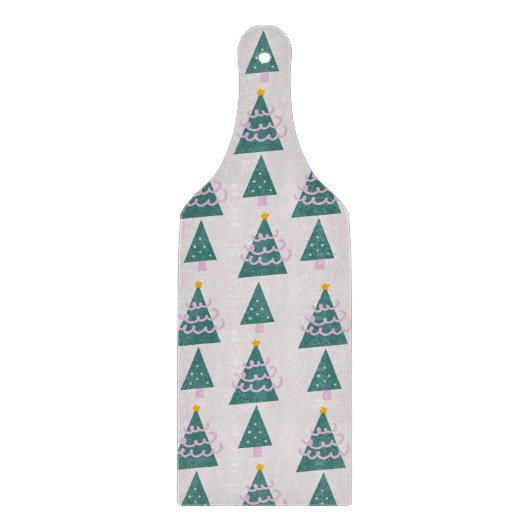 Moppige Bomen Doodles Roze Groen Snijplank (Voorkant)