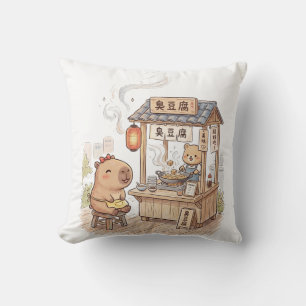 Moppige Capybara bij Stinkende Tofu Kraam Taiwan Kussen