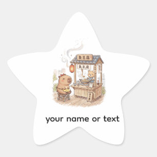 Moppige Capybara bij Stinkende Tofu Kraam Taiwan Ster Sticker