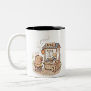 Moppige Capybara bij Stinkende Tofu Kraam Taiwan Tweekleurige Koffiemok