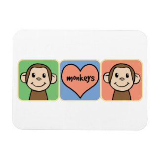 Moppige Cartoon Clip Art Apen met Hart Liefde Magneet