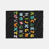 Moppige Dier Abc's Alfabet Terug Naar School Jonge Fleece Deken (Voorkant (Horizontaal))