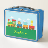 Moppige Dieren in Trein Kinderen Lunchbox (Voorkant)