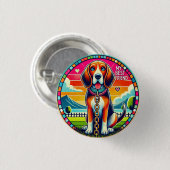 Moppige Geanimeerde Hond Gloeit 🎉 Leuke Huisdierl Ronde Button 3,2 Cm (Voorkant /achterkant)