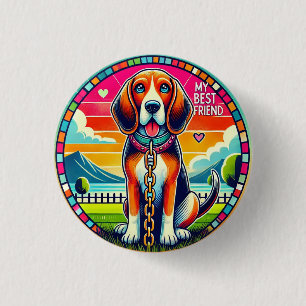 Moppige Geanimeerde Hond Gloeit 🎉 Leuke Huisdierl Ronde Button 3,2 Cm