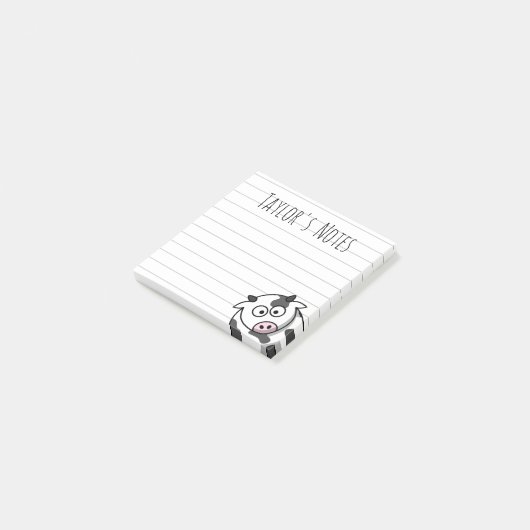 Moppige Grappige Cartoon Koe Post-it Notities Post-it® Notes (Schuin)