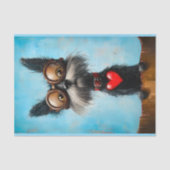 Moppige Grappige Hond & Rode Hart & Duikbril BW9 D Tissuepapier (Voorkant)