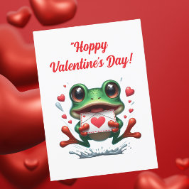 Moppige Grappige Kikker Liefde Harten Valentijnkaa Feestdagenkaart