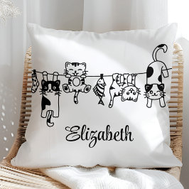 Moppige Hangende Kittens Aangepaste Naam Kussen