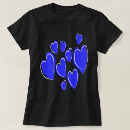 Moppige Harten Handgetekend Blauw Romantische Dood T-shirt