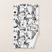 Moppige Hond Doodle Huisdier Schets - Zwart en Wit Bad Handdoek (Handdoek)