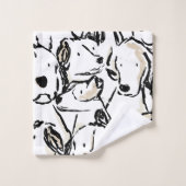 Moppige Hond Doodle Huisdier Schets - Zwart en Wit Bad Handdoek (Wasdoekje)
