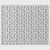 Moppige Hond Doodle Huisdier Schets - Zwart-Witte Cadeaupapier (Vlak)