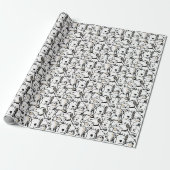 Moppige Hond Doodle Huisdier Schets - Zwart-Witte Cadeaupapier (Uitgerold)
