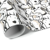 Moppige Hond Doodle Huisdier Schets - Zwart-Witte Cadeaupapier (Rol Hoek)