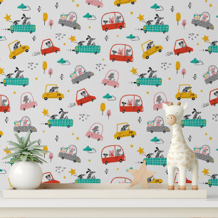 Moppige honden die auto's besturen kinderkamerbeha behang