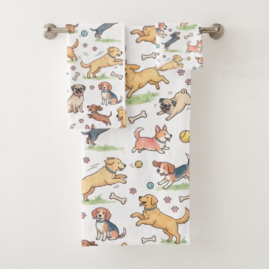 Moppige honden die overal spelen bad handdoek (Insitu)