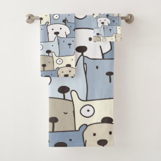 Moppige Honden Dieren Illustratie Bad Handdoek