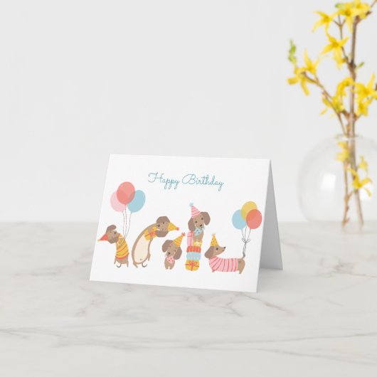 Moppige honden feest kaart (Gele Bloem)