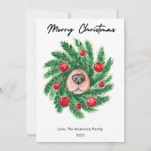 Moppige Honden Snuit Huisdier Hond Liefhebber Kers Feestdagenkaart (Voorkant)