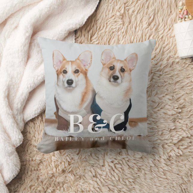 Moppige huisdiervrienden Hond Liefhebber Monogram  Kussen (Deken)