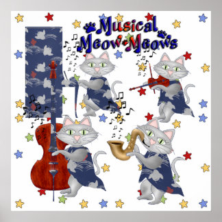Moppige Katten Muzikale Katband Poster