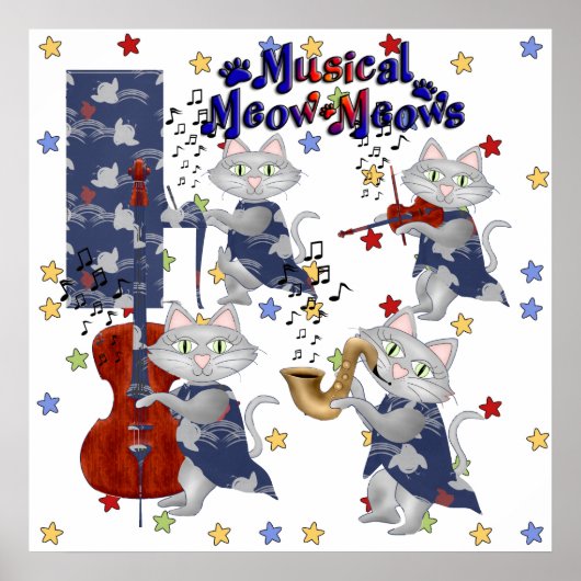 Moppige Katten Muzikale Katband Poster (Voorkant)