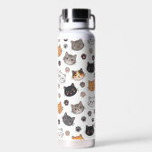 Moppige Kattengezichtjes & Pootafdrukken Waterfles (Achterkant)