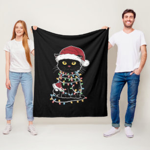 Moppige Kattenliefhebber Kerstlichtjes Fleece Deken