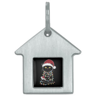 Moppige Kattenliefhebber Kerstlichtjes Huisdieren Naamplaatje