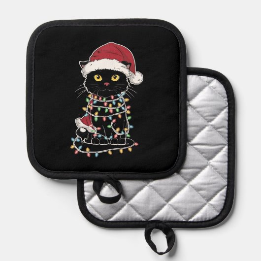 Moppige Kattenliefhebber Kerstlichtjes Pannenlap (Voorkant / Achterkant)